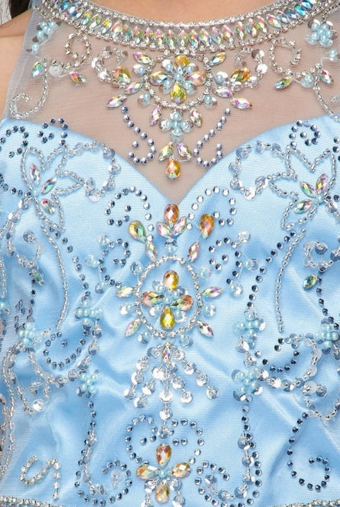 Girls Crystal Pearl Halter Pageant Dress 4-16